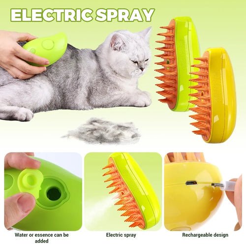 Electric Steam Pet Grooming Brush – Massage & Hair Removal